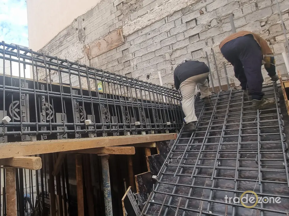 Tradezone crew tying rebar on site in Bahrain